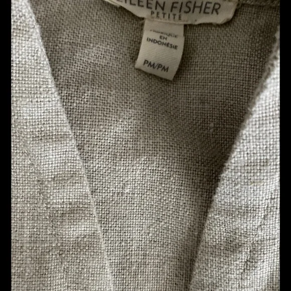 Eileen Fisher Beige Open-Front Linen Kimono Jacket - Picture 11 of 12